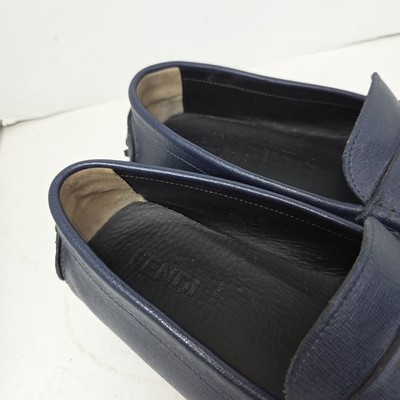 Fendi Mens Sz 8 Leather Loafers Moccasins Elite Cobalt Blue  display picture 1