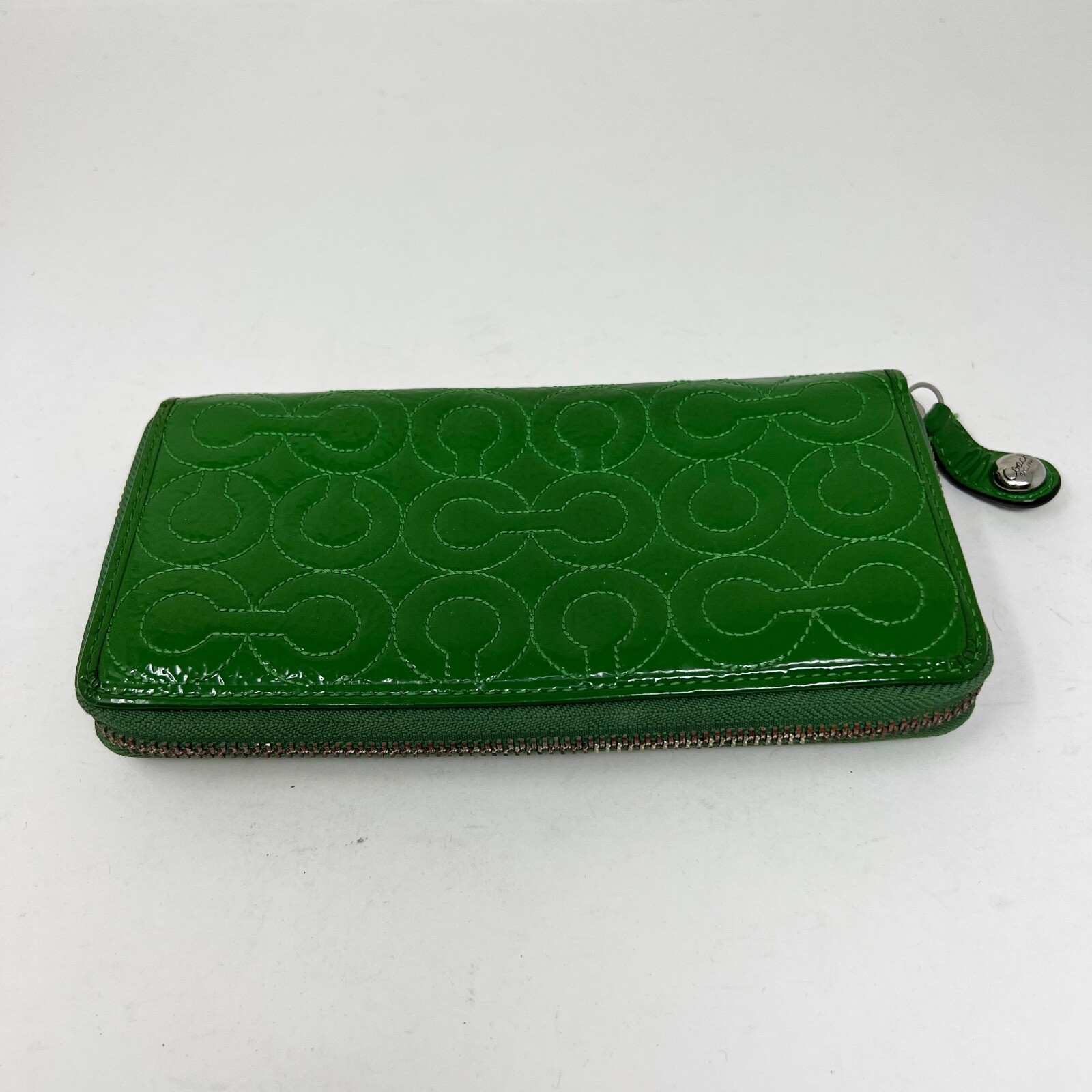Coach Genuine Patent Leather Logo Embroidered Green F… Gem