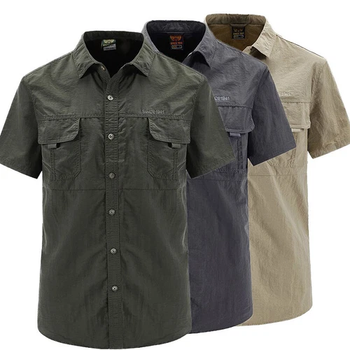 Camiseta táctica de manga corta del ejército militar para hombre Top de carga con botones - Imagen 3 de 20