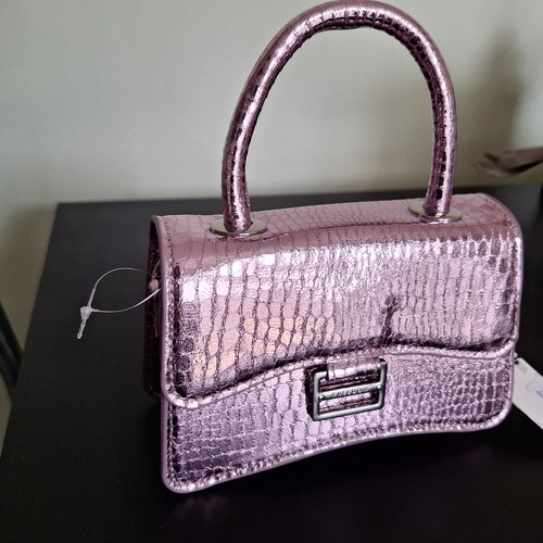 Freedom Shiny Pink Purple Small Mini Handbag With Strap - Picture 2 of 11