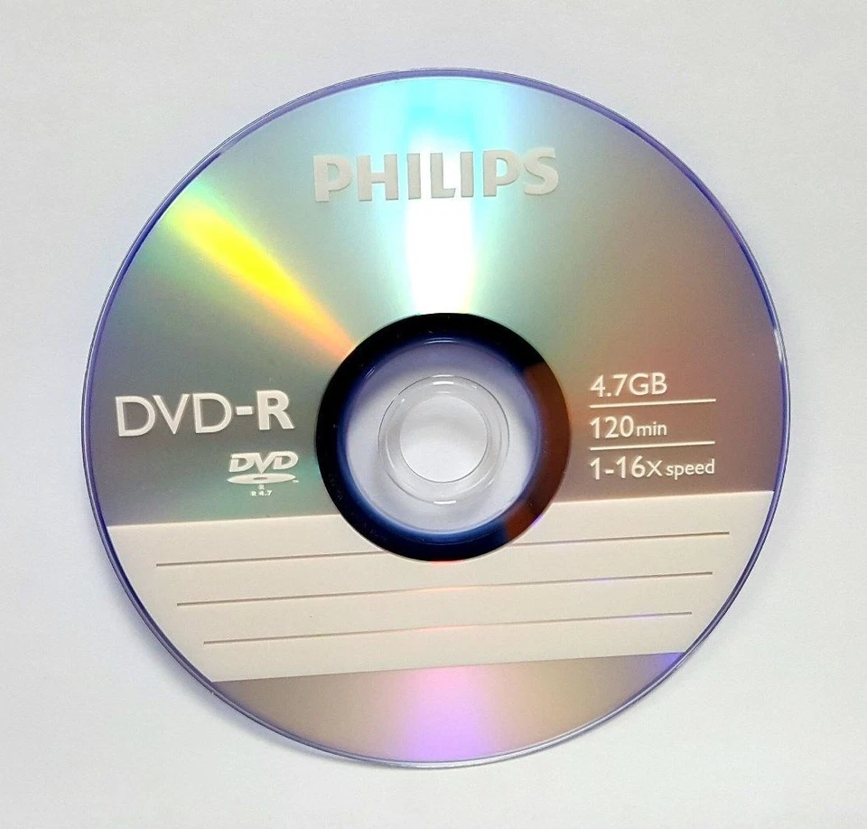 Disco multimedia 100 PHILIPS DVD-R Logo 16X 4,7 GB + 100 fundas de papel blanco premium Foto 2 de 3