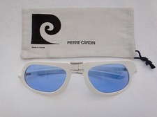 VINTAGE PIERRE CARDIN WHITE FOLDING BLUE LARGE 1960'S FUTURE FRANCE SUNGLASSES