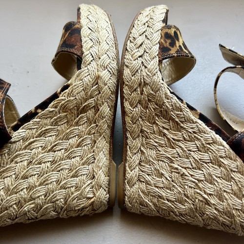 Stuart Weitzman X-Ray Animal Print Fabric Wide Strap Espadrille Wedge Sandal 7 M - Picture 5 of 18