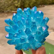 398GNewly discovered BLUE phantom quartz crystal cluster mineral specimenhealing