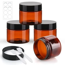 Travel Jars Containers for Toiletries TSA Approved 2oz 4 Pack Plastic Cream J...