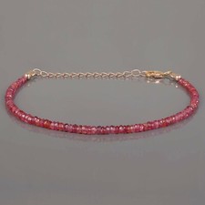 AAA Quality Red Sapphire Gemstone 3mm Beaded 8.5" Strand Handmade Bracelet 20cts