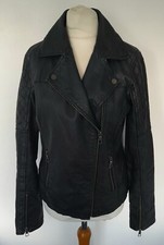 Barneys - Biker Style Real Leather Jacket Black Size 10