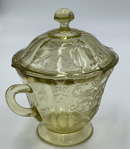 Vintage Federal Madrid Amber Depression Glass Creamer w/Lid - Picture 4 of 10