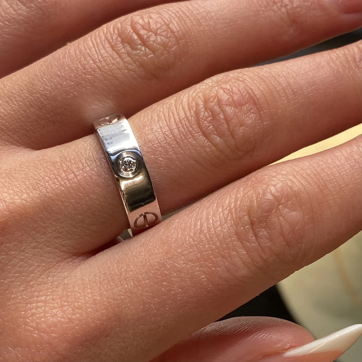 Cartier Love Ring 3 Diamonds 18K White Gold 0.22Cttw Size 54 US 6.75 | eBay Cartier Love Ring 3 Diamonds 18K White Gold 0.22Cttw Size 54 Us 6.75 | Ebay