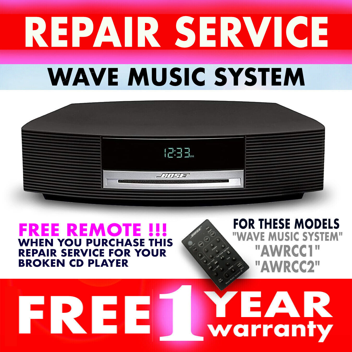 Refurbish Repair Service for your Bose Wave Music System Radio CD Player AWRCC1