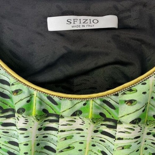 SFIZIO ladies dress sleeveless flowy green white black size 4 Made in USA - Picture 4 of 14