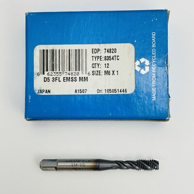 (1) Greenfield M6x1 D5 3FL EMSS MM 2-1/2  Length Tap 74820 ~NEW~