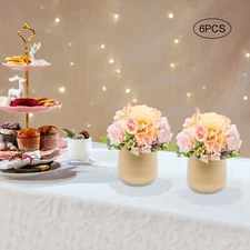 Small Gold Vases 6 Pcs Flower Trumpet Vase Vintage Compote Vase 17*15cm Gold