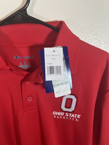 NWT Ohio State Buckeyes Champion Men’s Polo Shirt Size Small Red Short Sleeve - Picture 2 of 3