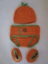 So 'Dorable Baby Crochet-Knit Pumpkin Diaper Cover, Hat, and Booties 0-6mos