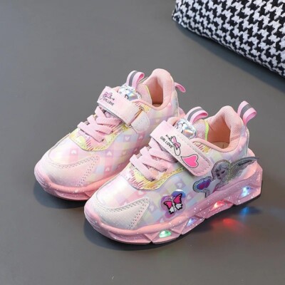 Mädchen Kinder Elsa Sneaker Schuhe Disney LED Turnschuhe Atmungsaktive Leuchtend
