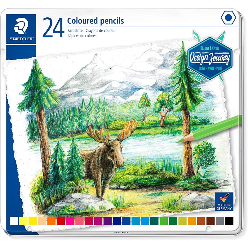 Gamme Beaux-Arts Staedtler 24 crayons de couleur à mine pigmentée de 3mm