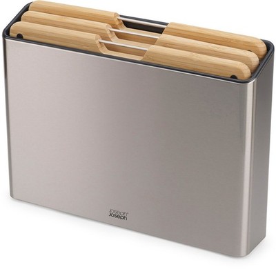 JOSEPH JOSEPH Schneidebrett Folio Steel Bamboo Bambus, Edelstahl, Kunststoff, (S