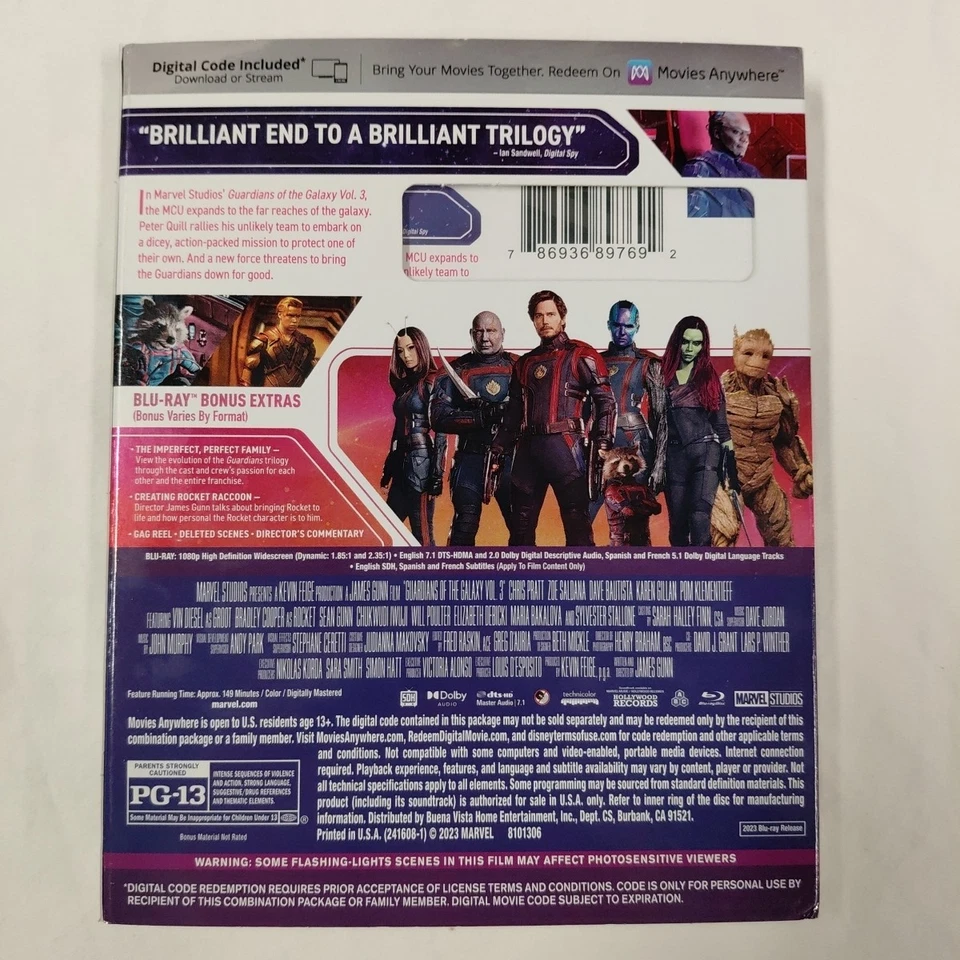 Guardians of the Galaxy Vol. 3 (Blu-ray, 2023) Marvel Superhero Brand NEW Sealed - Image 3 of 4