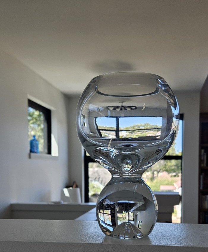 Studio Nova Vintage Double Ball Crystal Vase Heavy Bowl Polish Art Glass 4 lbs