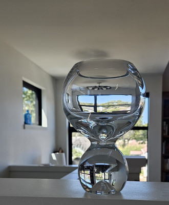 Studio Nova Vintage Double Ball Crystal Vase Heavy Bowl Polish Art Glass 4 lbs