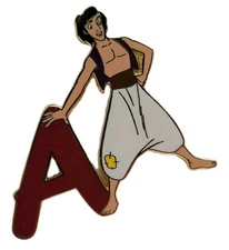 Disney Pin 2002 Alphabet Pin Series Aladdin - Letter A #7796 Trade Free Ship