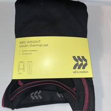All In Motion Mid Weight Large 10/12 Thermal Set Black. Base Layer