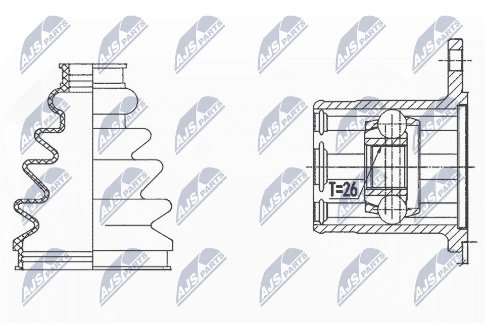 Driveshaft CV joint Rear Axle NPW-SU-015 NTY for SUZUKI SX4 - Image 7