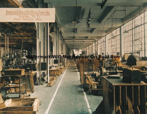 American LaFrance Factory Fire Truck Machine Shop Photograph Print 8.5x11"