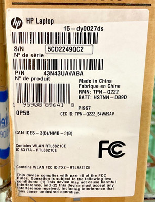 HP Laptop 15-dy0027ds N4020 4GB 128GB BT5 WiFi6 15.6W W11H 43N43UA#ABA    