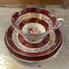Vintage Royal Grafton Bone China Teacup & Saucer & tea Plate gold birgandyband
