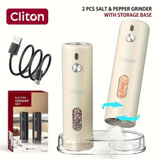 Electric Pepper Grinder Rechargeable &ndash; Automatic Salt & Pepper Mill Set, 110ml