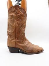 Vintage Dan Post Cowboy Men's EX 9 Brown Leather Western Boots Made in USA