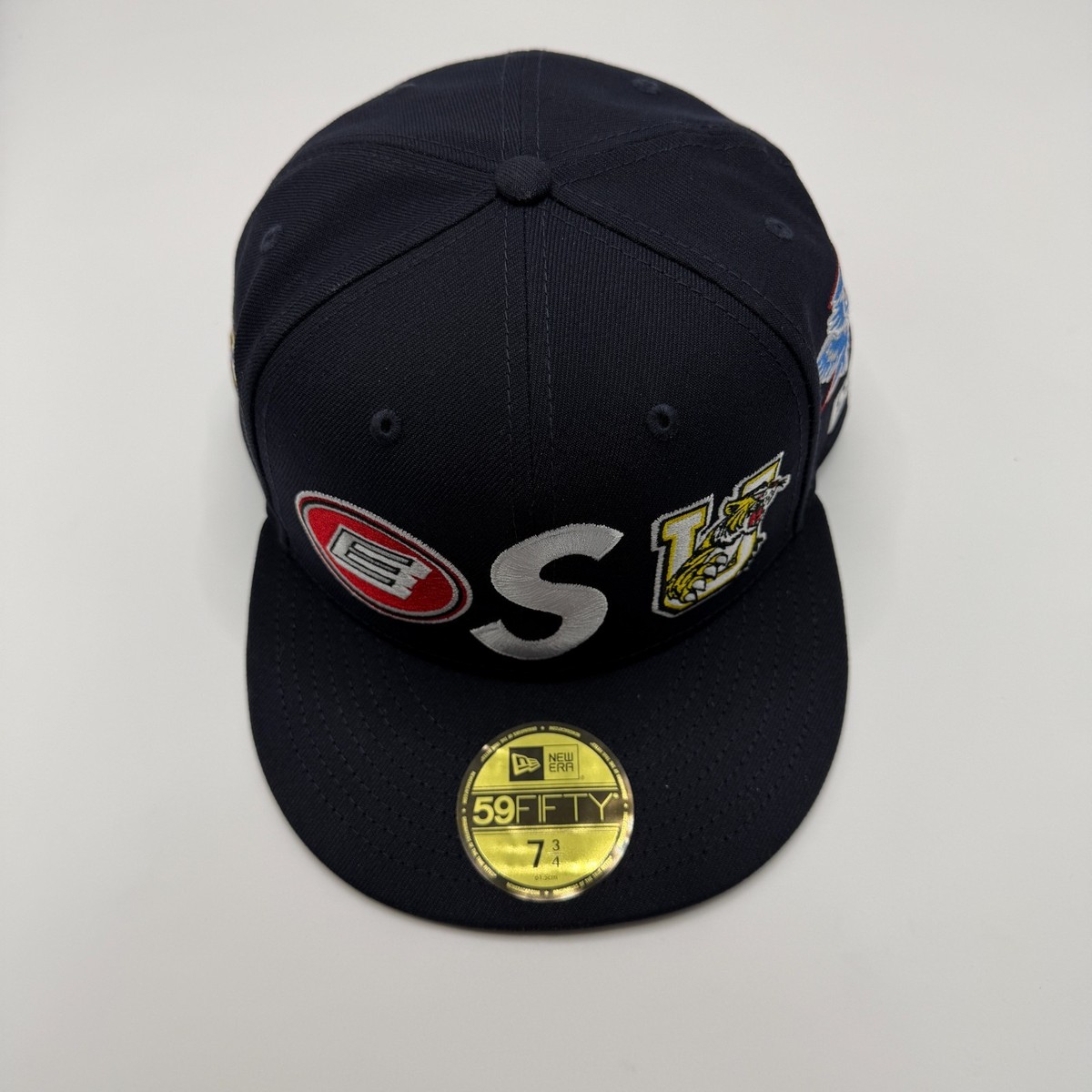Supreme x New Era Mascots S Logo 59FIFTY Hat Navy Size 7 3/4 Brand
