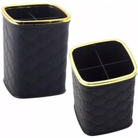 Organizer Pojemnik Na PęDzle Cztery Przegrody Czarny 12 X 9,5Cm Lean Toys