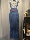 Dickies Dungarees Blue Denim Overalls Canvas Bib Cotton Workwear Red Zip 34” 32”