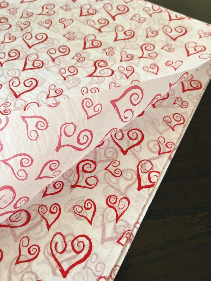 CURLY SWIRLY HEARTS Design Tissue Paper Sheets Choose Size & Package Amount - Image 4 of 4