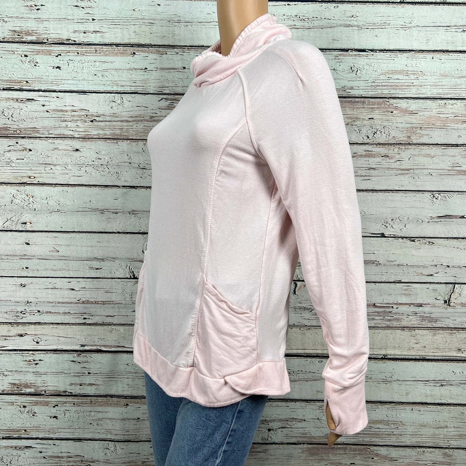 yogalicious high mockturtleneck pullover thumbholes sweatshirt