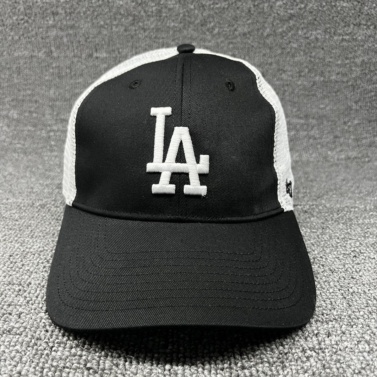 47 Brand Los Angeles Dodgers LA Trucker Hat Snapback Black White Green Underbrim