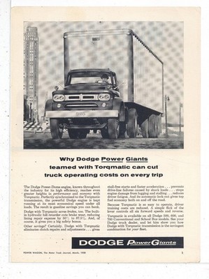 1958 Dodge Power Giants Truck Ad: Power Dome Engine & Torqmatic Transmission