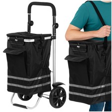 Faltbarer Einkaufstrolley 56L, 5L K&uuml;hlfach, Einkaufswagen Aluminium, Gummir&auml;der