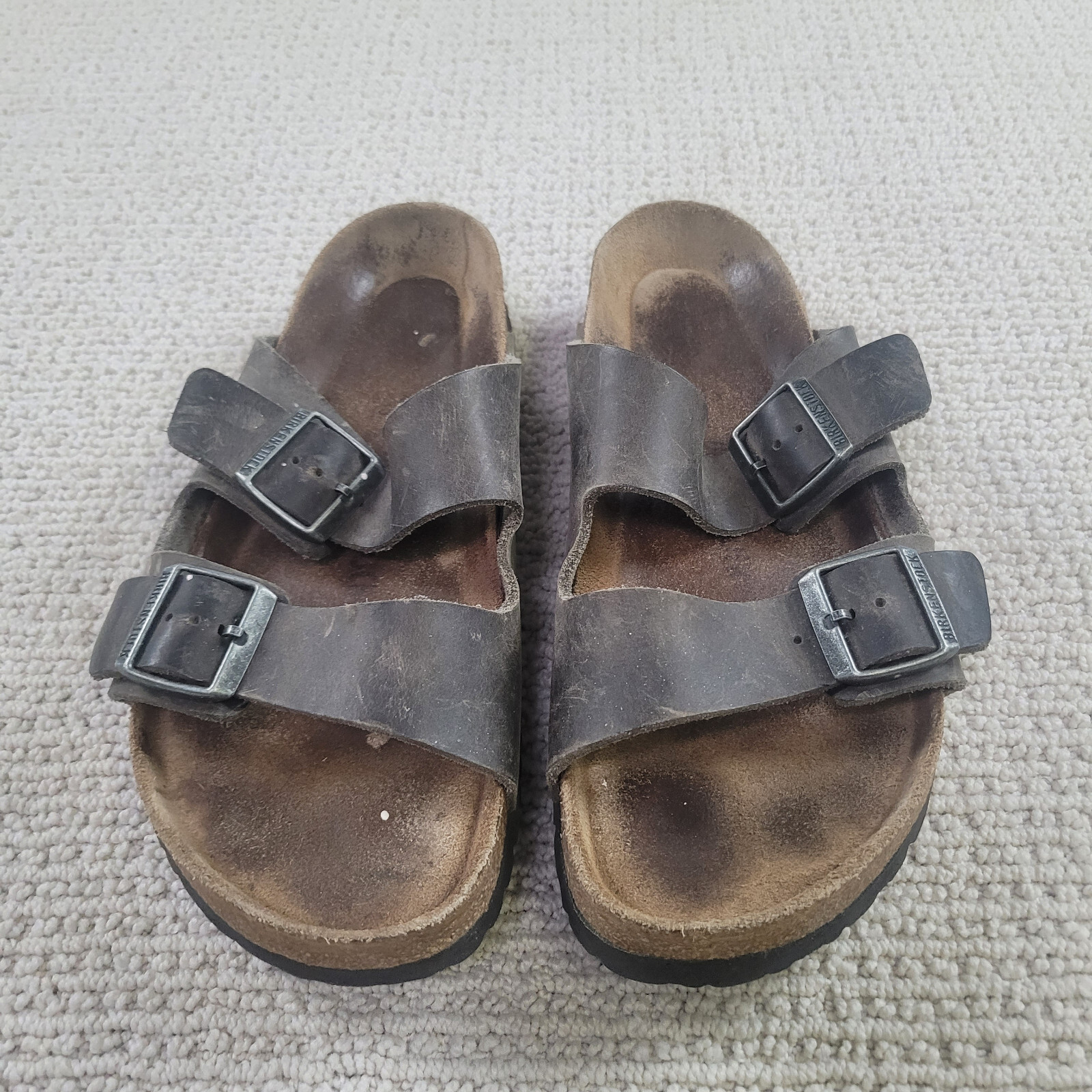 Birkenstock Arizona Mens 42 US 9 Brown Leather Summer Slide Comfort Sandals