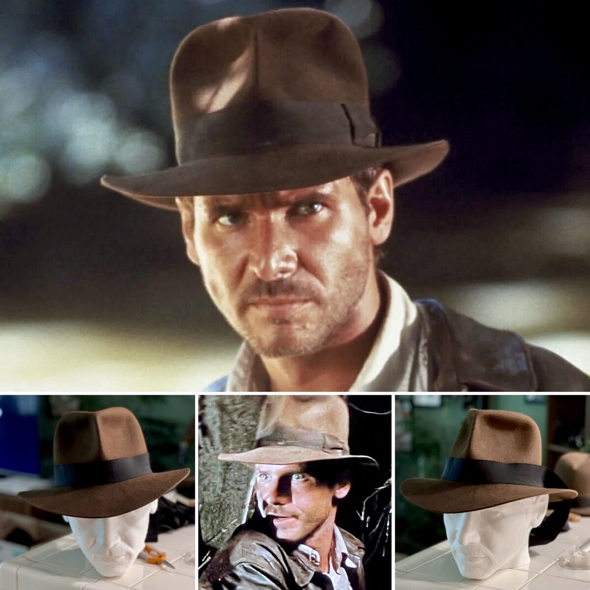 INDIANA JONES FEDORA RABBIT FELT HAT - F&G CUSTOMS WEATHERED INDIANA JONES FEDORA RABBIT FELT HAT - F&G CUSTOMS WEATHERED