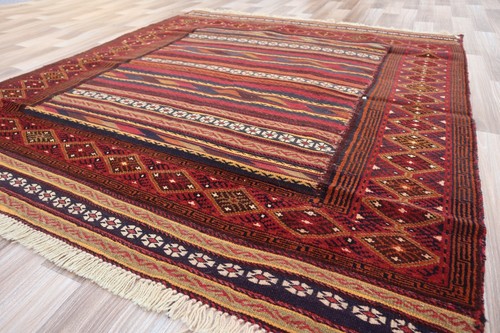Alfombra hecha a mano 4x4 n tejida con alfombra de excelente calidad n kilim mixta. Detalles BeloW - Imagen 8 de 10