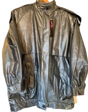 Vintage 80s Vinyl Snakeskin Silver Women M Bomber Jacket Wippette Ken Sporn Nwt