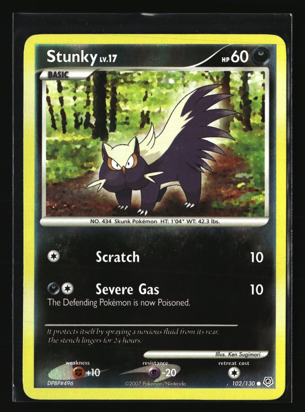 Pokemon STUNKY 102/130 Reverse Holo (2007 Diamond and Pearl) LP/Light Play