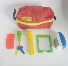 Vintage Toy Fisher Price Shaving Kit - Toothbrush Clippers Razor Mirror Clock