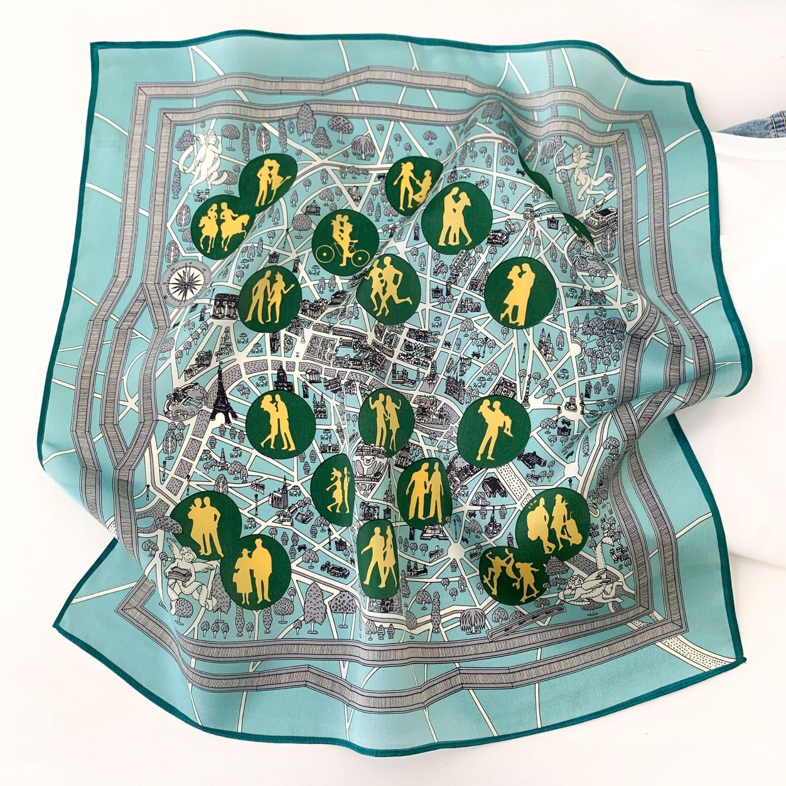 100% Silk Scarf Women Fashion Design Wrap Head Neck Hair Kerchief Headscarf 53cm