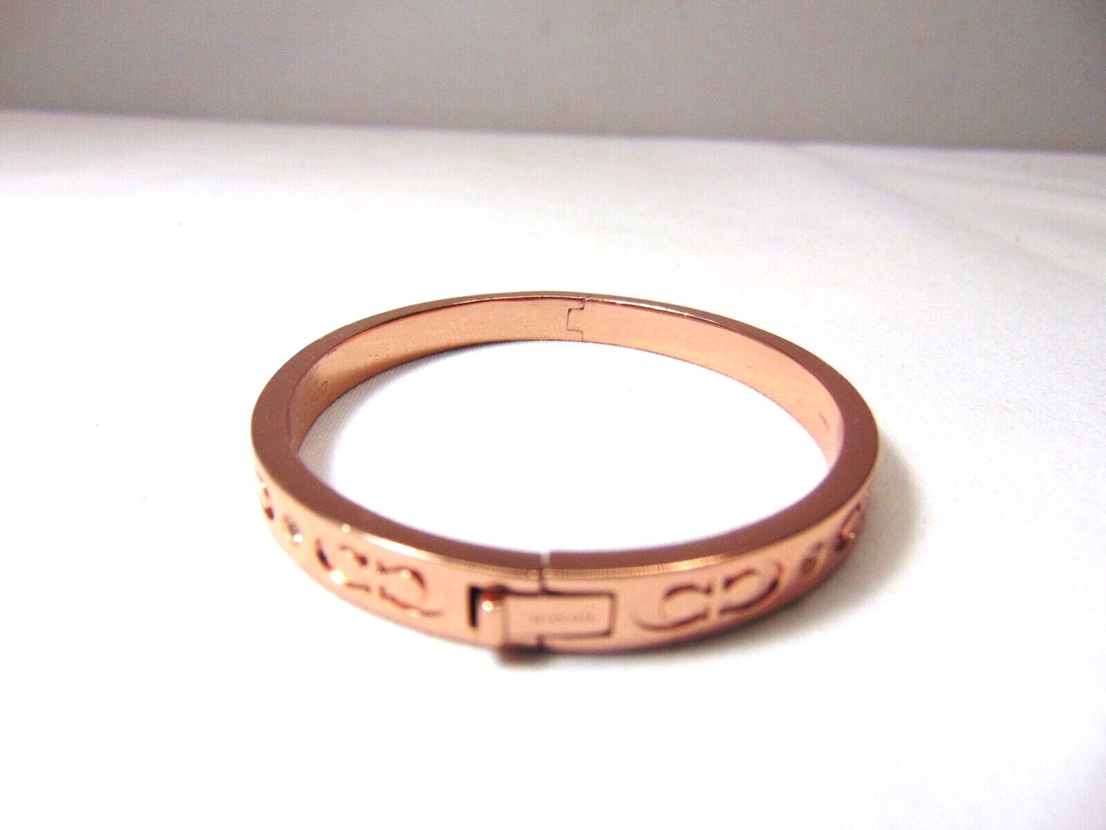 Coach Copper Bangle Bracelet Hinged Signature CC … - image 7