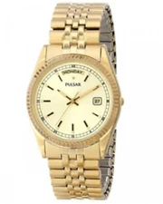 NEW* Pulsar Men's PVM004 Gold Color Watch Day/Date MSRP $125!